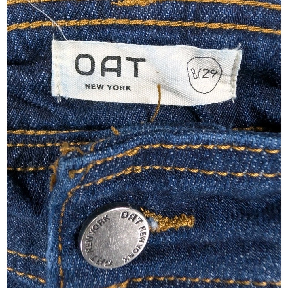 Oat New York Women's Sz 8/29 Wide Leg High Rise Blue Raw Hem Cotton Blend EUC - Picture 7 of 8